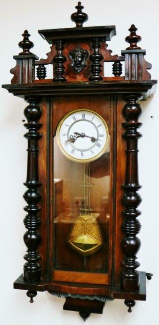 Antique German Gustav Becker 8 Day Striking Carved Mahogany Vienna Wall Clock 3