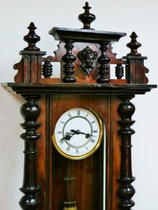 Antique German Gustav Becker 8 Day Striking Carved Mahogany Vienna Wall Clock 4