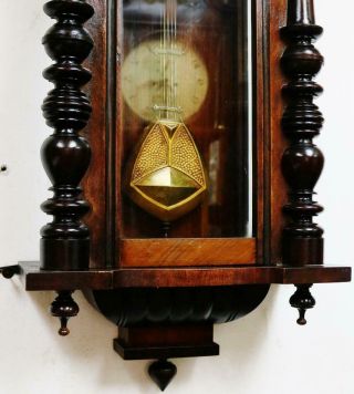 Antique German Gustav Becker 8 Day Striking Carved Mahogany Vienna Wall Clock 5