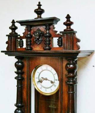 Antique German Gustav Becker 8 Day Striking Carved Mahogany Vienna Wall Clock 6