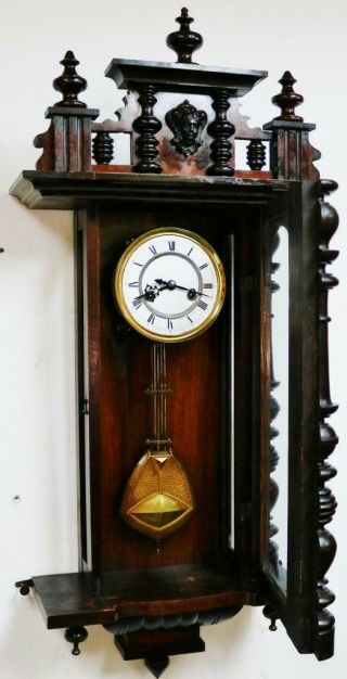 Antique German Gustav Becker 8 Day Striking Carved Mahogany Vienna Wall Clock 9