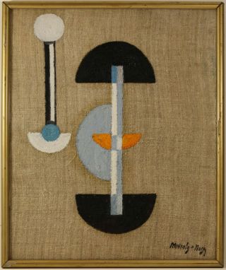 László Moholy - Nagy Signed Antique Oil Painting On Canvas,  Hungarian Painter