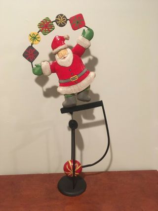 Vintage Christmas 23 " Santa W/ Gifts Skyhook Balance Metal Toy Hand Painted