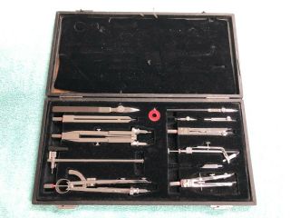 Vintage Rotring Germany Compass Drafting Draft Kit 12 - Piece Set With Case