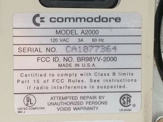 VINTAGE COMMODORE AMIGA 2000HD A2000 COMPUTER,  1 SG - 2000 1 A2091 SCSI CONTROLLER 7