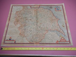 100 Large Yorkshire Map By John Speed C1646 Hand Coloured