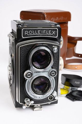 Vintage ' 53 Rolleiflex K4A Medium Format Camera w/ Zeiss Option T Tessar Nr 3