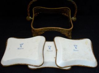 Antique 18c FRENCH Louis XV Versailles Ormolu Sevres Porcelain Finger Trays (3) 12