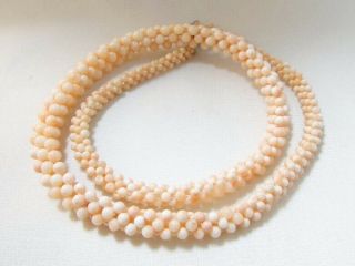 Vintage Japanese Natural Pink Angel Skin Coral Bead Necklace 46g 58.  5cm