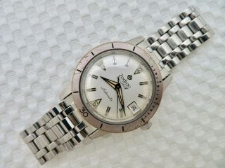 Mens Vintage Zodiac Sea Wolf Automatic Wristwatch White Dial Date & Hack