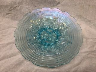 Rare Northwood Carnival Glass Rose Show Ice Blue Footed Plate Scarce 9 3/8 "