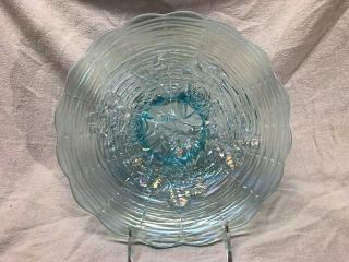 Rare Northwood Carnival Glass Rose Show Ice Blue Footed Plate Scarce 9 3/8 