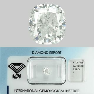 0.  52 Cts Rare Igi Certified White Color " I " Natural Diamond