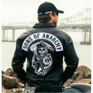 Soa Sons Of Anarchy Black Leather Jacket & Vest Motorcycle Biker