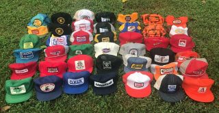 (40, ) Vtg Usa Patch Snapback Trucker Hats Seed Tractor Auto K Products & More