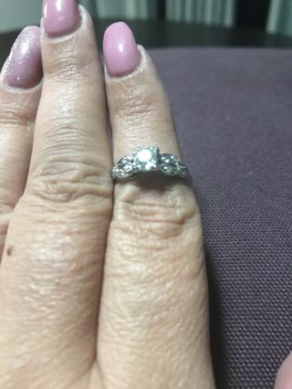 antique 1920 ' s engagement ring.  1/2 Carat Diamands.  Platinum Band.  Size 7 2