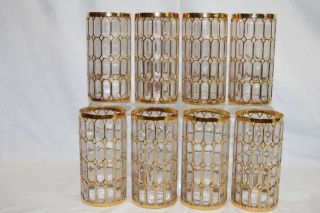 Rare Set Of 8 Imperial Glassware Highballs / Ice Tea " Spanish Windows " Pattern