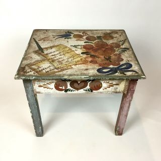 Rare Peter Hunt Folk Art Hand Painted Wood Table