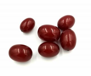 Vintage Antique Faturan Cherry Amber Bakelite 6 Beads 62 Grams