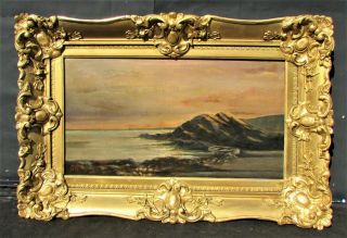 Antique Seascape Oil Painting In Gold Frame