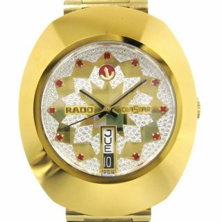Vintage Rado Diastar 36mm Gold Plated Automatic Day - Date Swiss Mens Wrist Watch
