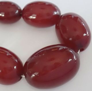 Rare Chunky Antique Cherry Amber Bakelite Faturan Bead Necklace