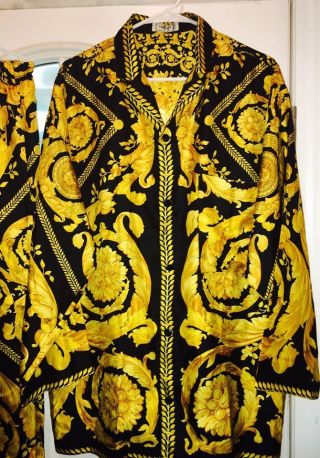 Rare Gianni Versace Intimo Barocco Baroque Pyjamas Black And Gold Men S