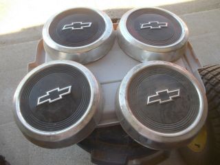 Vintage Chevrolet Chevy Truck Bowtie Silver & Black Hub Cap Caps Center Pop On 4