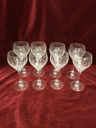 8 Pc Vintage Crystal Mikasa Infinity Wine Glass Cordial Vertical Cut Dining 7in