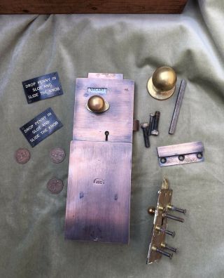 Vintage Toilet Door Lock Penny Coin Operated - Lockerbie & Wilkinson Tipton 5