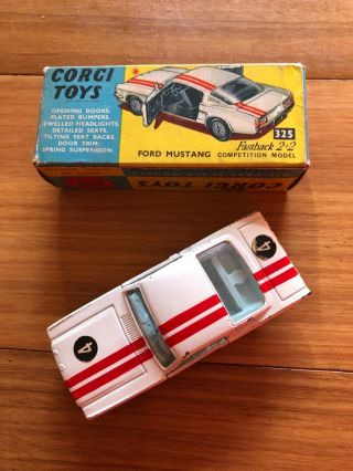 Corgi Toys Vintage No.  325 Ford Mustang Fastback 2,  2 Die Cast With Box
