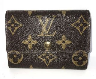 Authentic Louis Vuitton Vintage Browns Monogram Leather Coin Purse Wallet Lv