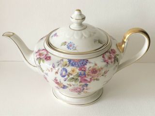 Vintage Rare Castleton China Sunnybrooke Floral Lrg 6 1/4 " Tea Pot W/lid Ex Cond