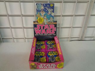 Vintage 1977 Topps Star Wars Trading Cards 3rd Series Box W/ 9 Wax Packs