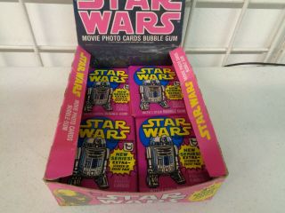 VINTAGE 1977 TOPPS STAR WARS TRADING CARDS 3RD SERIES BOX W/ 9 WAX PACKS 3