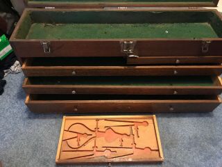 Rare Vintage Gerstner Oak Pattern Makers Tool Chest 043 Vg Condtion