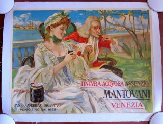 Mantovani Venezia - 1910 Italian Advertising Alcohol Lb Poster - Rare