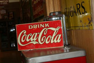 Scarce 1920s Drink Coca Cola Embossed Tin Tacker Sign Green Red Cream Rare