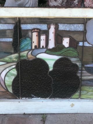 Large Antique Stained Glass Window Rare Desgn