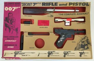 Rare 1965 James Bond 007 Secret 7 Rifle And Pistol Set Toy Agent Gun