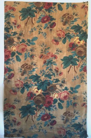 Rare 19th C.  French Floral Printed Cotton Chintz Fabric (2564)