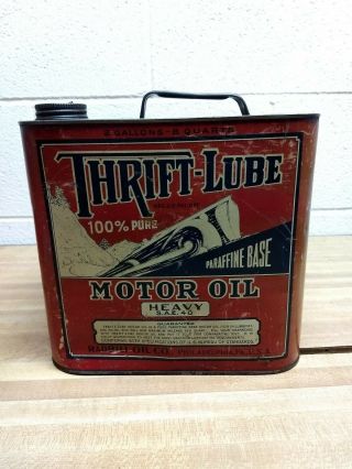 Rare Vintage Thrift - Lube Motor Oil Two Gallon Can