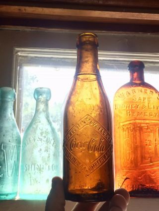 Rare Amber Double Diamond Straight Side Coca Cola Bottle Cumberland Md Look