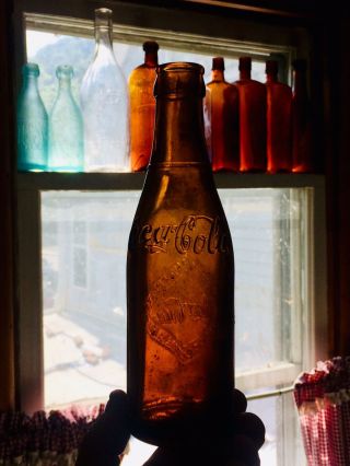 Rare Amber Double Diamond Straight Side Coca Cola Bottle Cumberland Md Look 6