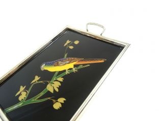 STUNNING RARE LARGE ART DECO COCKTAIL SERVING TRAY PARROT BIRD 1930 ANTIQUE 3