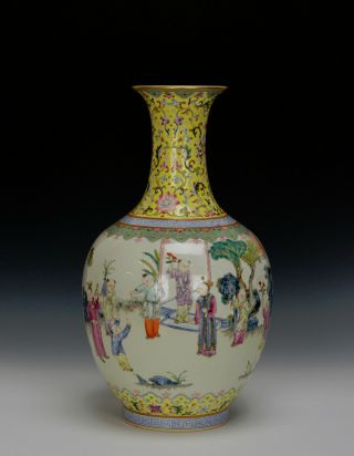 19th C.  Chinese Qing Daoguang Famille Rose Boys Playing Porcelain Vase