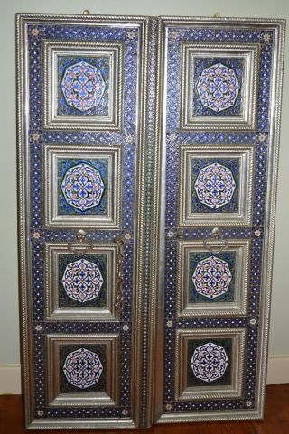 Pair 19th Century Persian/middle Eastern Micro Mosaic Window Shutters,  C 1880