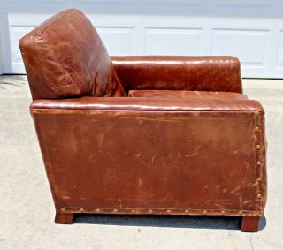 Rare Sublime Ralph Lauren “Club” Armchair & Ottoman in Vintage Brown Leather 2