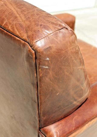 Rare Sublime Ralph Lauren “Club” Armchair & Ottoman in Vintage Brown Leather 6