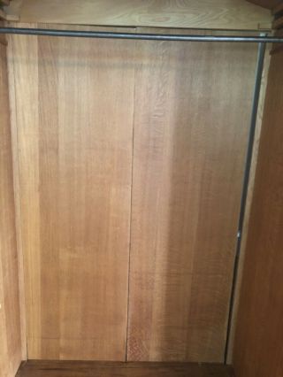 Antique French Country Wardrobe Armoire 4 Door Quartersawn Oak Shelves Hanging 7
